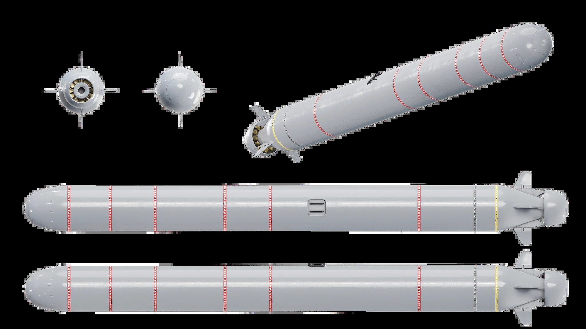 Multi-view 3D render of the Poseidon vehicle: front, rear, perspective and side views (unofficial render)